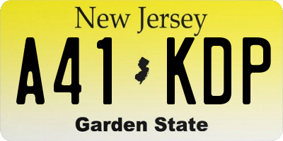 NJ license plate A41KDP