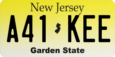 NJ license plate A41KEE