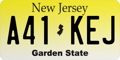 NJ license plate A41KEJ