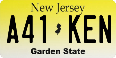 NJ license plate A41KEN