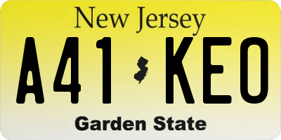 NJ license plate A41KEO