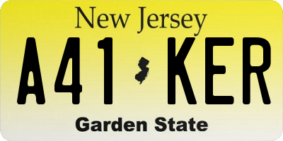 NJ license plate A41KER