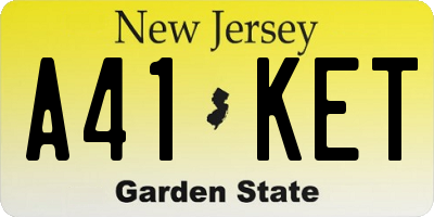 NJ license plate A41KET