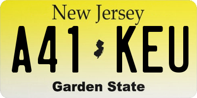 NJ license plate A41KEU
