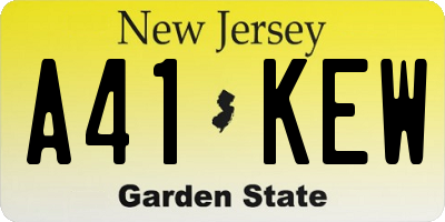NJ license plate A41KEW