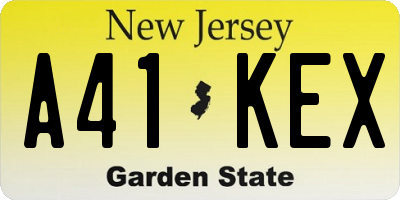 NJ license plate A41KEX