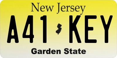 NJ license plate A41KEY