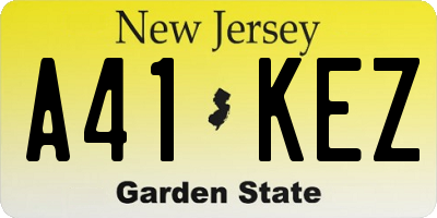 NJ license plate A41KEZ