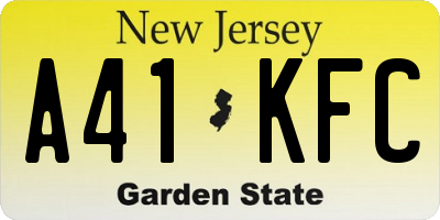 NJ license plate A41KFC