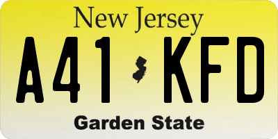 NJ license plate A41KFD