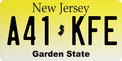 NJ license plate A41KFE