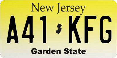 NJ license plate A41KFG