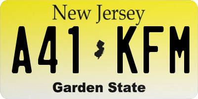 NJ license plate A41KFM
