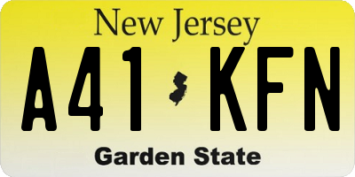 NJ license plate A41KFN
