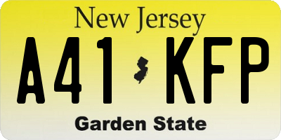 NJ license plate A41KFP
