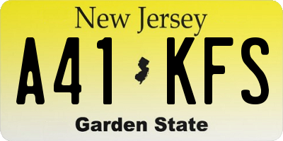NJ license plate A41KFS