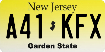 NJ license plate A41KFX