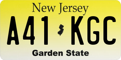NJ license plate A41KGC