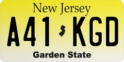 NJ license plate A41KGD