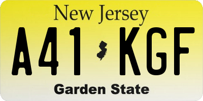 NJ license plate A41KGF