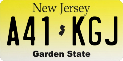NJ license plate A41KGJ