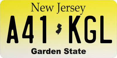 NJ license plate A41KGL