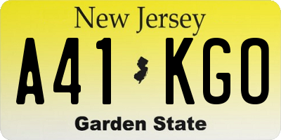 NJ license plate A41KGO