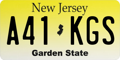 NJ license plate A41KGS