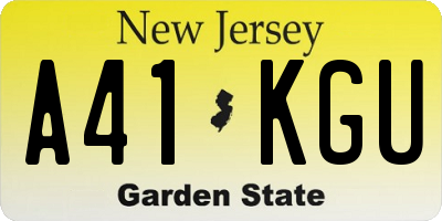 NJ license plate A41KGU