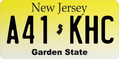 NJ license plate A41KHC