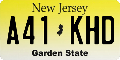 NJ license plate A41KHD
