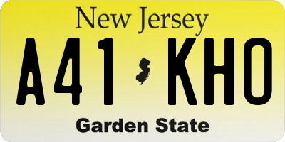 NJ license plate A41KHO