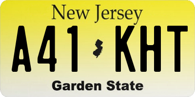 NJ license plate A41KHT