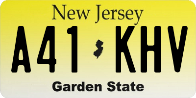 NJ license plate A41KHV
