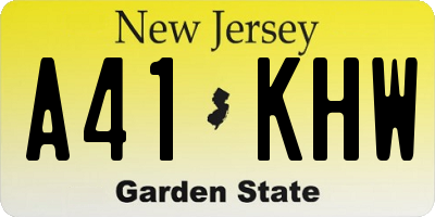 NJ license plate A41KHW