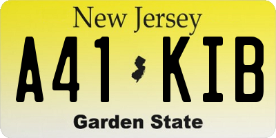 NJ license plate A41KIB
