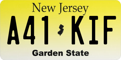 NJ license plate A41KIF