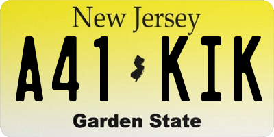 NJ license plate A41KIK