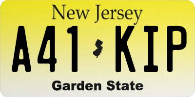 NJ license plate A41KIP
