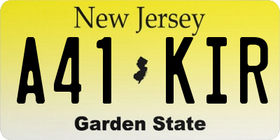 NJ license plate A41KIR