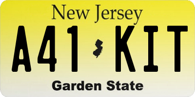 NJ license plate A41KIT