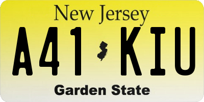 NJ license plate A41KIU