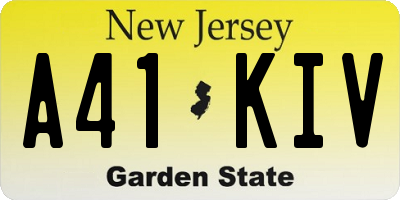 NJ license plate A41KIV