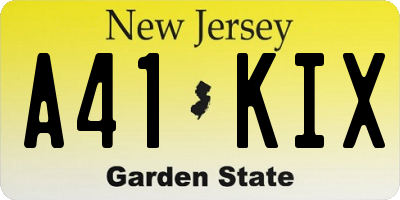 NJ license plate A41KIX