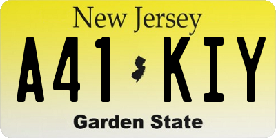 NJ license plate A41KIY