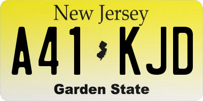 NJ license plate A41KJD