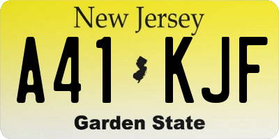 NJ license plate A41KJF