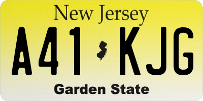 NJ license plate A41KJG