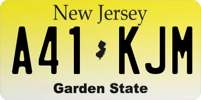 NJ license plate A41KJM