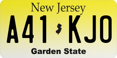 NJ license plate A41KJO